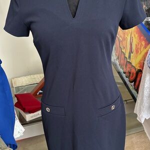 Tommy Hilfiger Navy Scuba Crepe Shift Dress Size 2